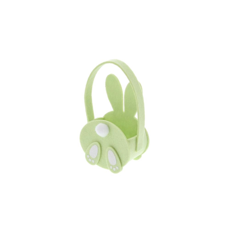 PETIT PANIER AVEC ANSE "POMPON LAPIN" VERT