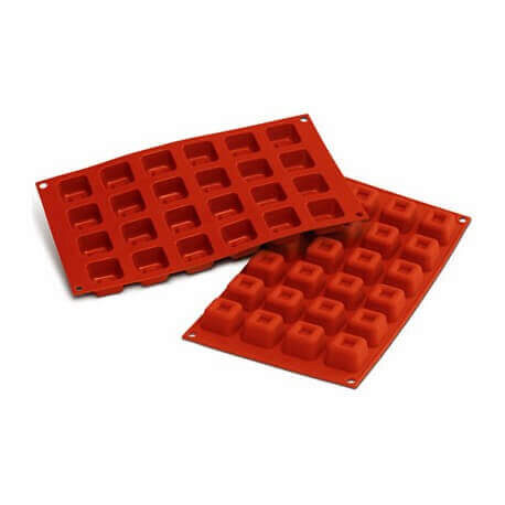 SILIKOMART SF080 MOLD 24 SMALL SQUARE SAVARARINS 35X35 HT 21.5MM 16ML NON-STICK GN1/3 -50° TO 250
