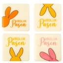 69170 VIERKANT VROLIJK PASEN 3,8X3,8 CM 120 STUKKEN ***S/CD***
