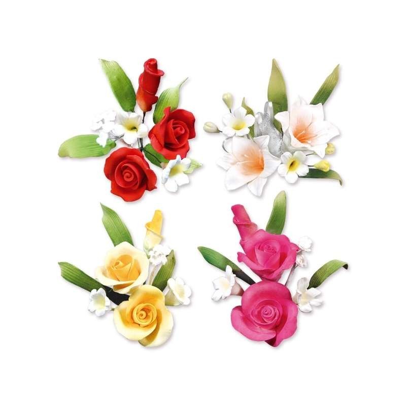 BOEKET GEKLEURDE GOMBLOEMEN 10 CM 2 STUKS *WILLEKEURIGE KLEUR*