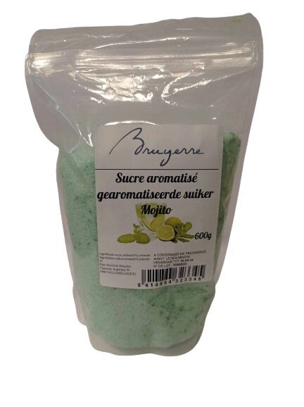 SUIKER VOOR BARBE A PAPA GEAROMATISEERT MOJITO BRUYERRE ZAK 600GR=PAK***OP BESTELLING
