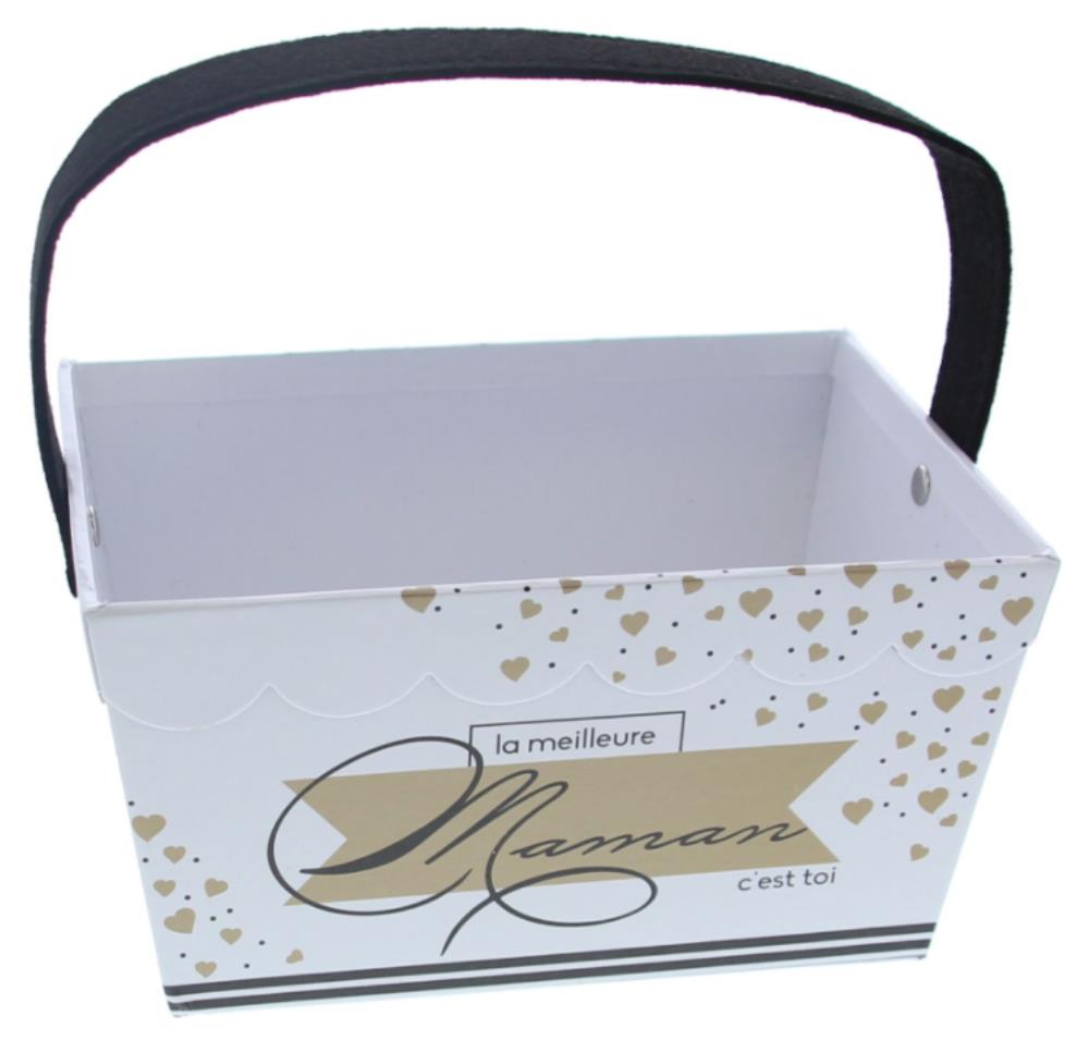 PANIER AVEC ANSE"HEARTS" MAMAN RECTANGULAIRE 145X190XHT200MM