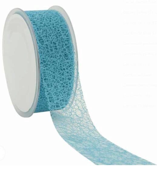 RUBAN TREILLIS BLEU TURQUOISE 38MM 20MM 