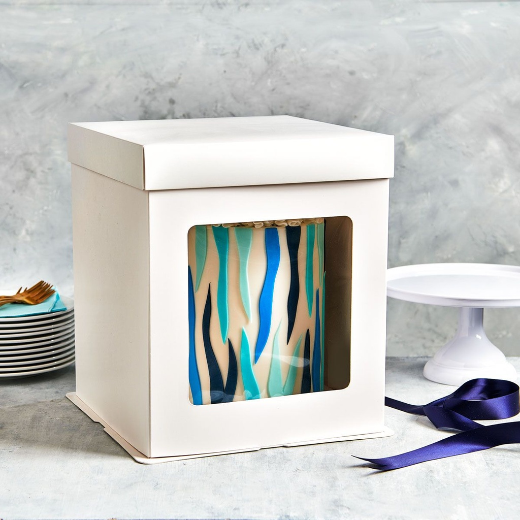 FUNCAKES CAKE BOX 26X26X29.4CM WHITE WITH DISPLAY CASE