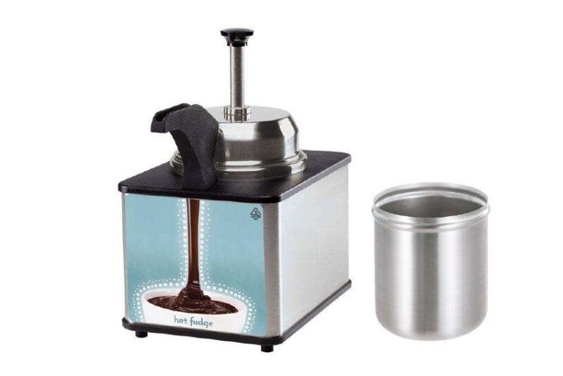 HOT FUDGE DISTRIBUTEUR A/POMPE&BEC CHAUFFANT TYPEBAIN MARIE-RECIPENT INCLUS 0°À+99°