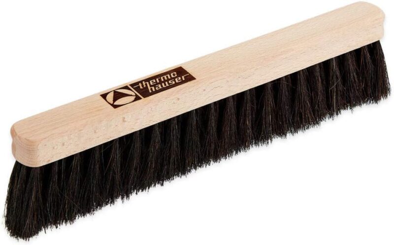 ZWARTE TAFELBORSTEL PAARDENHAAR 30CM GELAKT HOUT