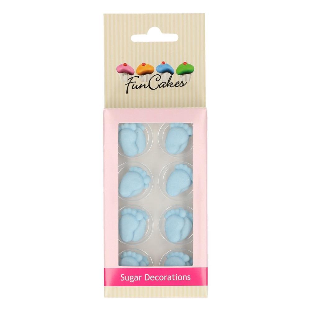 FUNCAKES SUIKERDECORATIE BABY VOETJES BLAUW 16 STUKS
