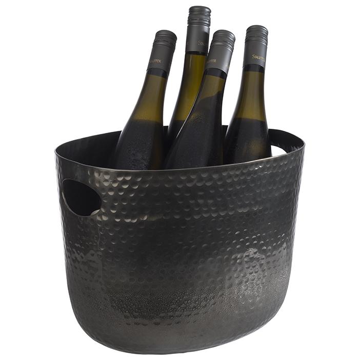 SEAU RAFRAICHISSEUR ALU MARTELLE NOIR 7 L 30X23,5XHT23CM
