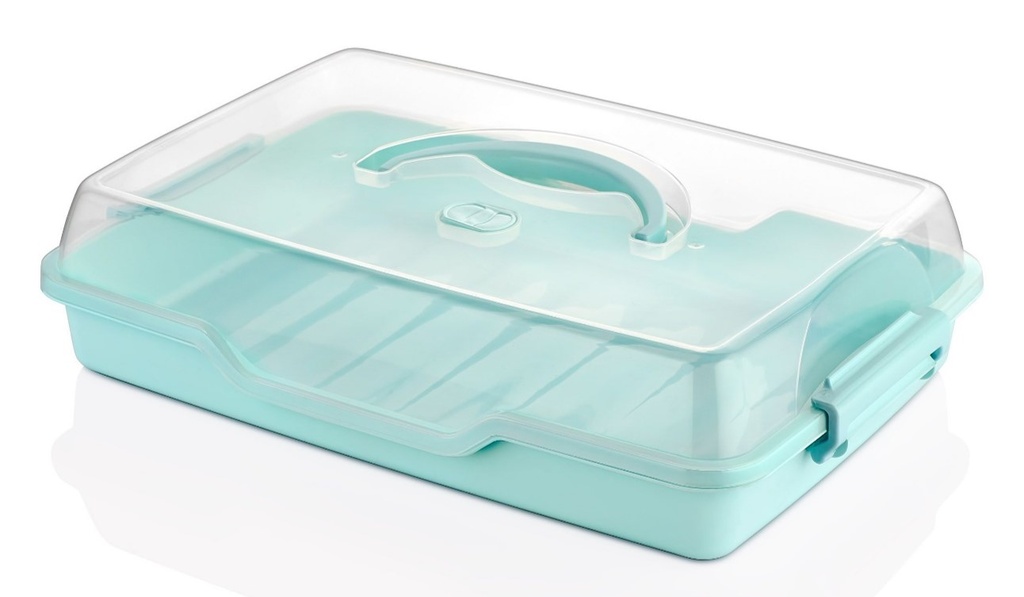 RECHTHOEKIGE TAARTDOOS 44X30X10.5CM 2 GEASSORTEERDE KLEUREN: GRIJS OF TURKOOIS