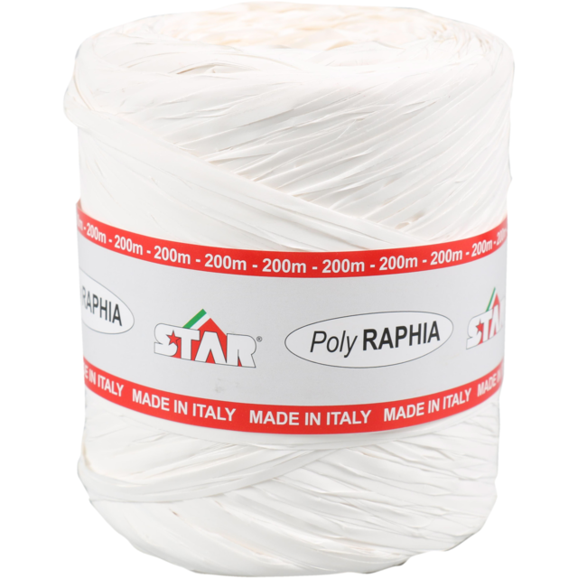 POLY RAFFIA 15MM X 200M WIT R53