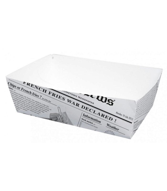 KARTONNEN SCHAAL KRANT PRINT 150X90X50MM PAK VAN 100 STUKS 
