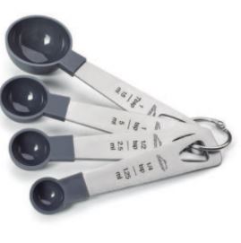  LACOR SET OF 4 STAINLESS STEEL/POLY MEASURING SPOONS 1.25-2.5-5-15ML