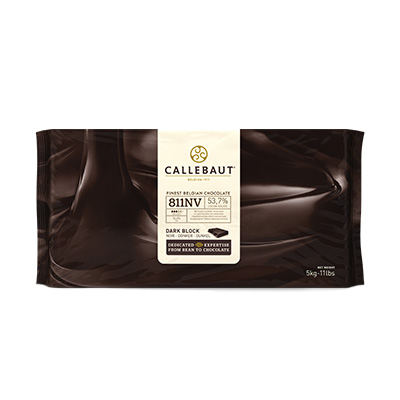 CALLEBAUT 811NV-120 FONDANT CHOCOLADE BLOK 55%  VERPAKT KARTON VAN 5X5KG = KG