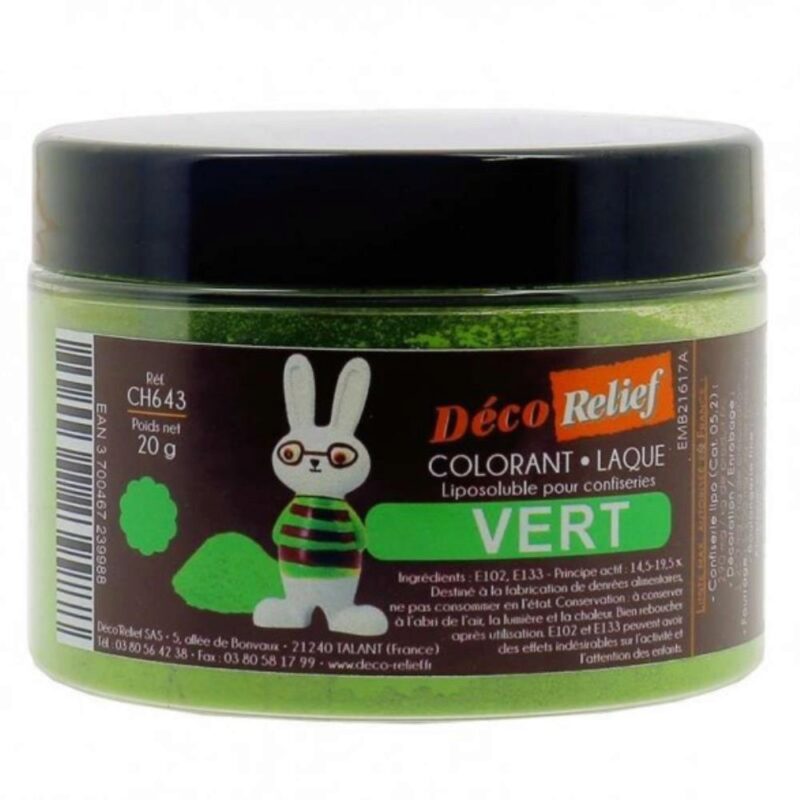 POEDER KLEURSTOF GROEN VOOR CHOCOLADE 20GR=POT