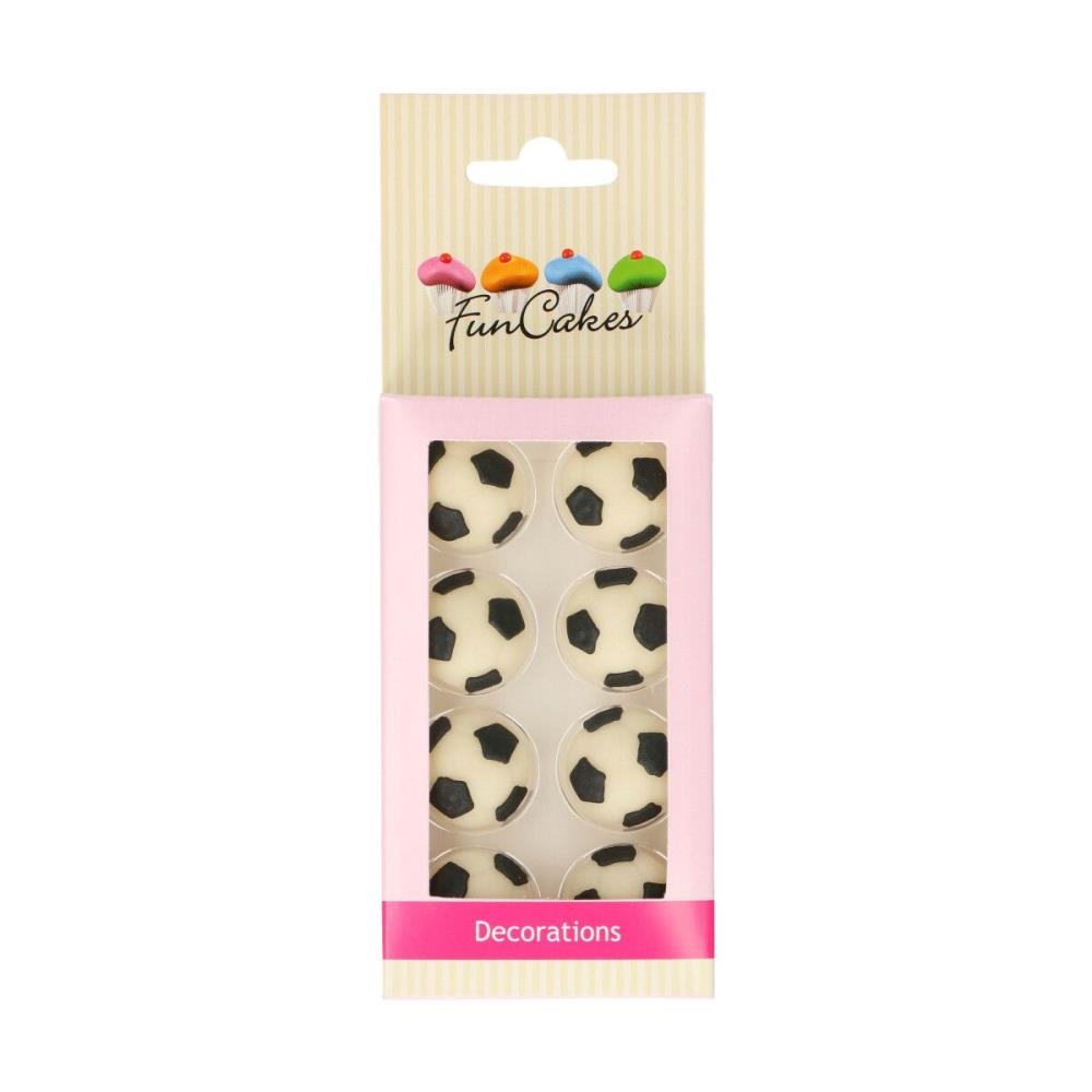 FUNCAKES SUIKER VOETBAL DECORATIE 8 STUKS