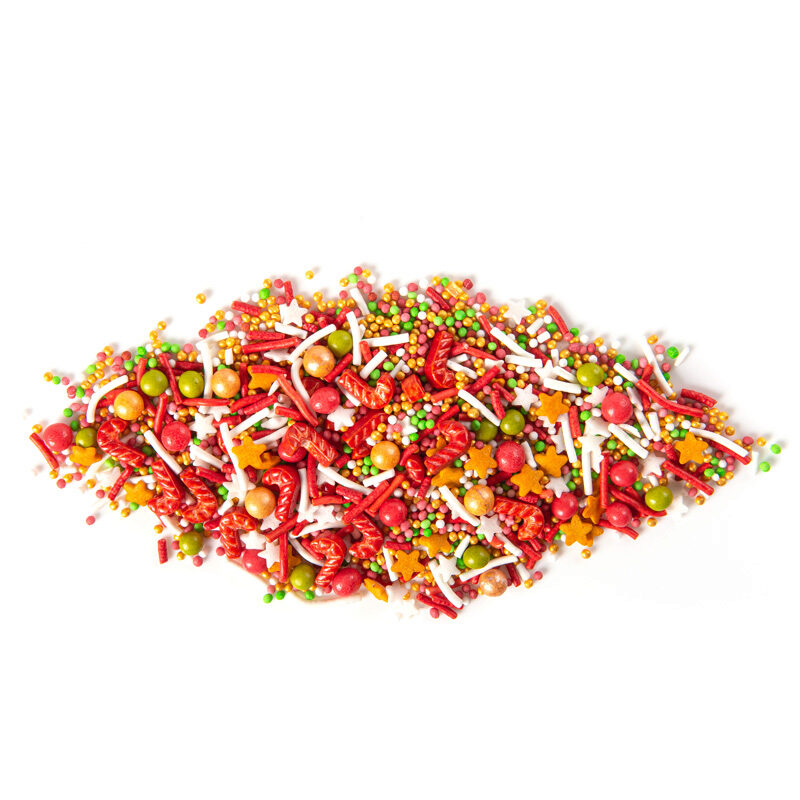*FF*1061213 MIX DECORS NOEL SUCRE ORGE/ETOILE ROUGE/OR/VERT 500GR 