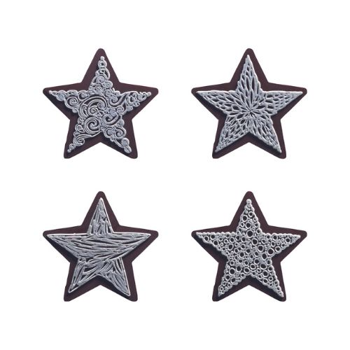088216 PCB ETOILES CN AVEC RELIEF FINESSE 4 DESIGNS 3,6X3,5CM 144PCS ***S/CDE***