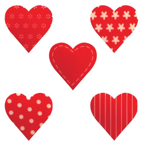 087052 PCB HEARTS CB KELSCH 5 DESIGNS 3X3 CM 135PCS ***S/CDE***