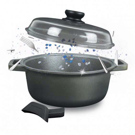 RISOLI BLACK+ BAKPLAAT 28CM ANTI-AANBAK ELDIAMANT - ALLE KOOKPLATEN MET GLAZEN DEKSEL