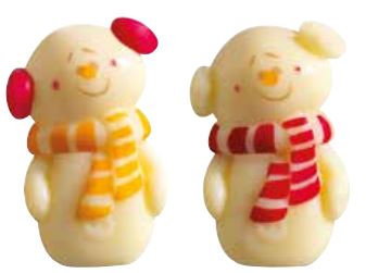 060507 PCB PETITS BONHOMMES DE NEIGE CB 2 DESIGNS 4X2,6 CM 66PCES ***S/CD***
