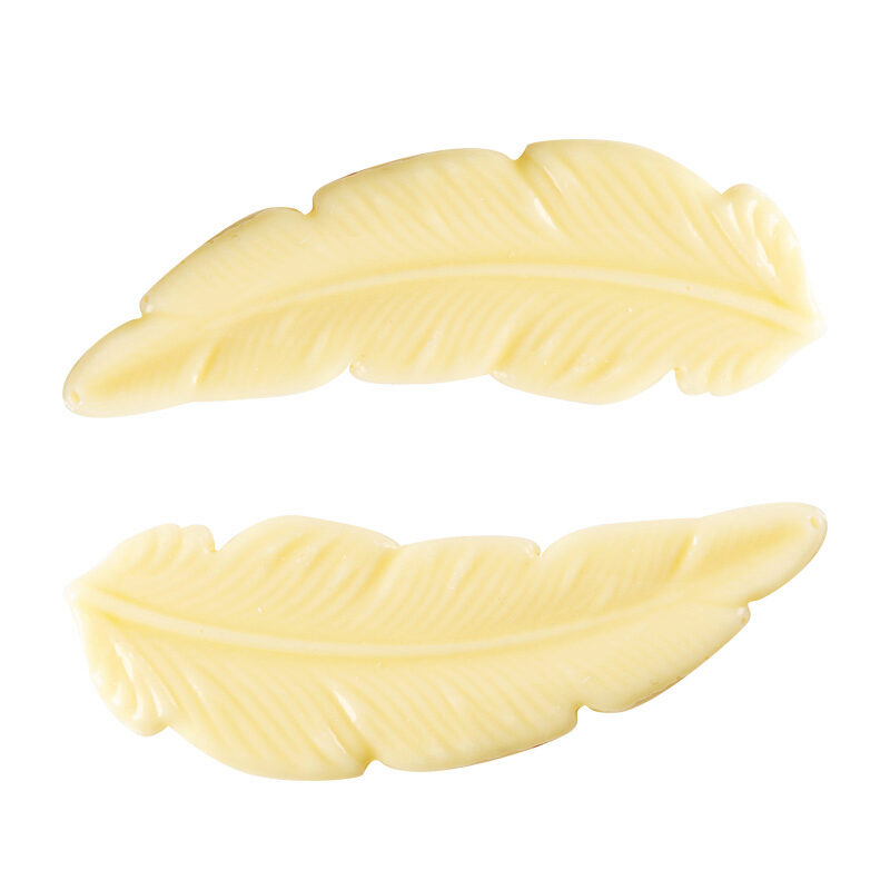 2034406 RELIEF FEATHER WHITE CHOCOLATE 69X25MM 90 PCES***S/CD***