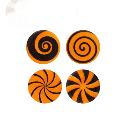 *FF* 2091130 PLAQUETTE SPIRALE HALLOWEEN CHOCOLAT Ø 3CM 175 PIÈCES ***S/CD***