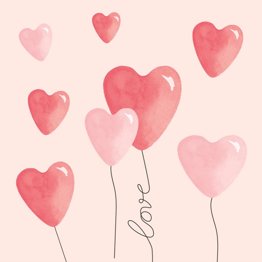 ARTEBENE NAPKIN 33X33CM LOVE HEARTS 20PCS
