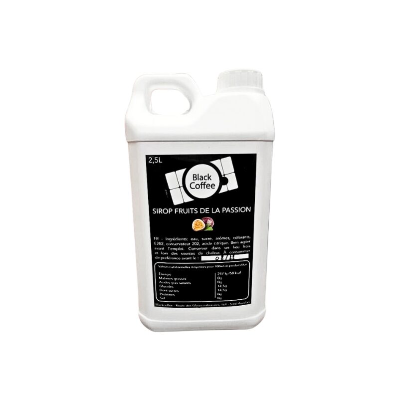 BLACK COFFEE SYRUP PASSION FRUIT FLAVOUR 2.5L CAN