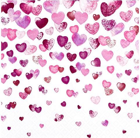 HOME FASHION SERVIETTE 33X33CM COEUR LOVE PAQUET DE 20 PCES