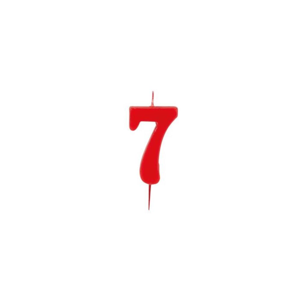 RED NUMBER CANDLE NO. 7 HT 6CM