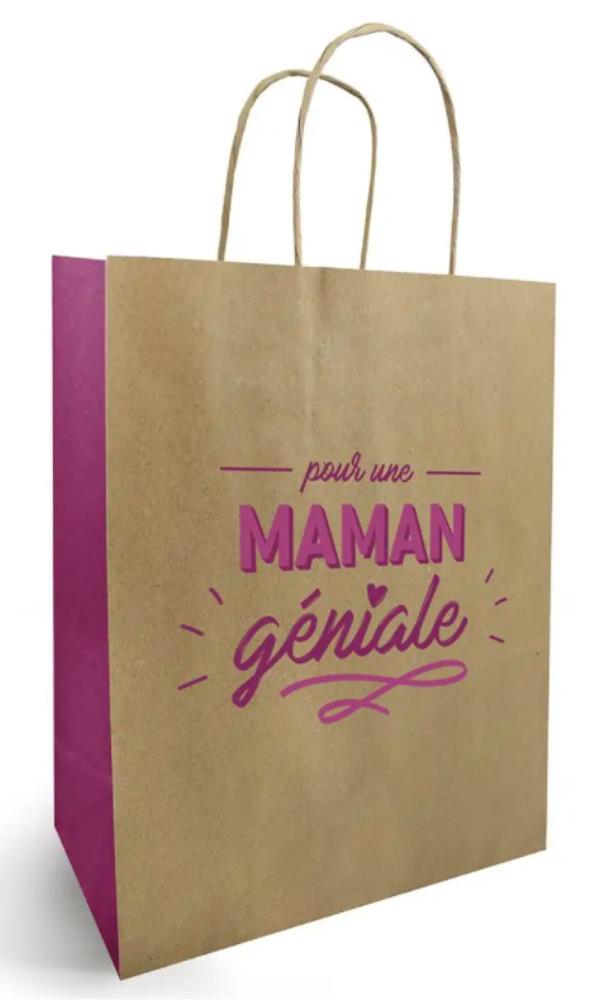 *FDS*SAC KRAFT « MAMAN GÉNIALE » 120 x 310 MM COLIS DE 50PCS