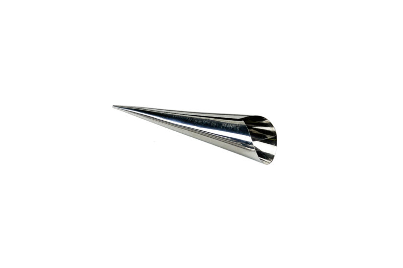 SCHUINE HOORNVORM 140 X 35MM IN ROESTVRIJ STAAL 0,3MM