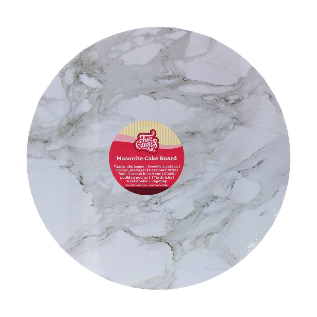 FUNCAKES PLATEAU ROND GRIS MARBE EPAIS 5MM Ø35CM