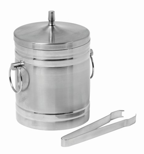 5L STAINLESS STEEL ICE BUCKET WITH DOUBLE-WALLED LID + CLIPS - 20CM DIAM