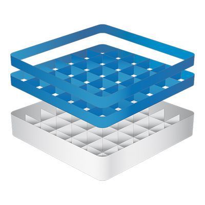 CATERRACKS CASIER 36 COMP+2 REHAUSSES 50X50XH18CM VERRES SANS PIED