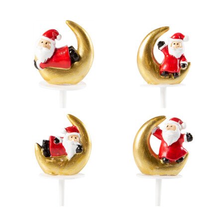 1015410 KERSTMAN OP GOUDEN MAAN OP 35MM PICK 64 STUKS ***S/CD***