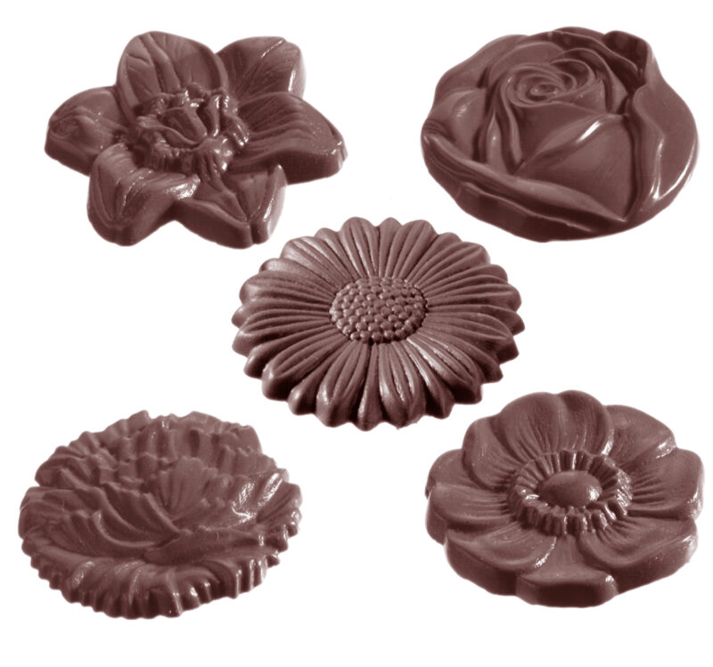 *FDS*MOULE À CHOCOLAT CARAQUE FLEUR RONDE CW1048 2X5 -- 6GR