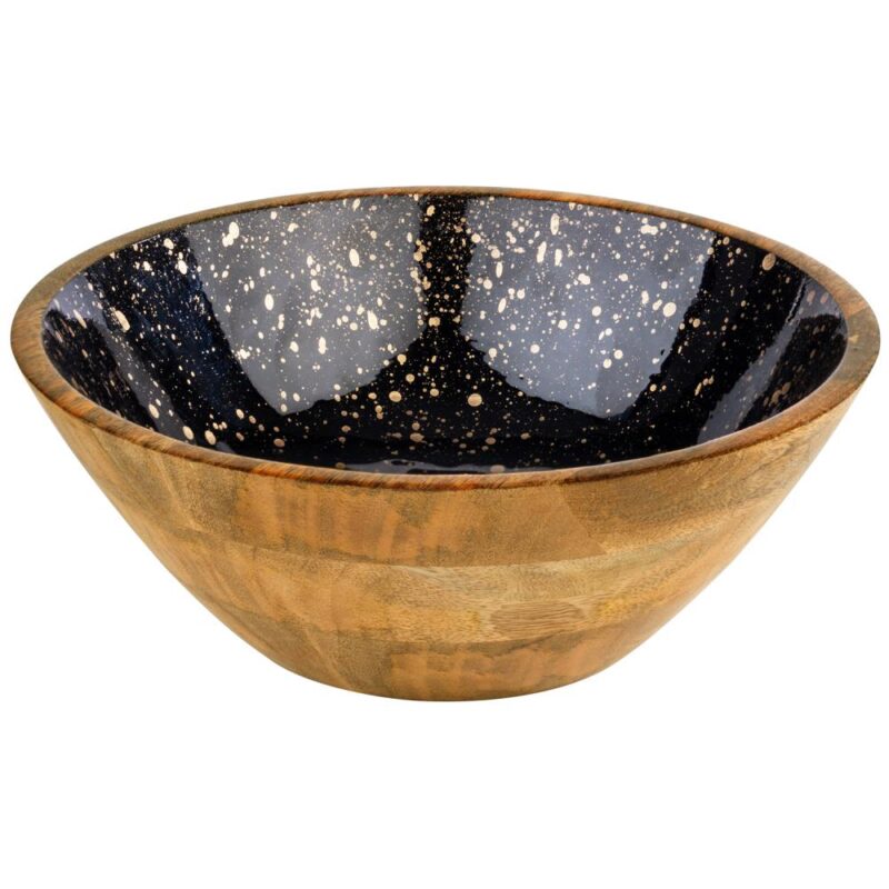 *FF*APS SALADEKOM 30CM 3.0L MANGO HOUT/EPOXY HARS ZWART-GOUD