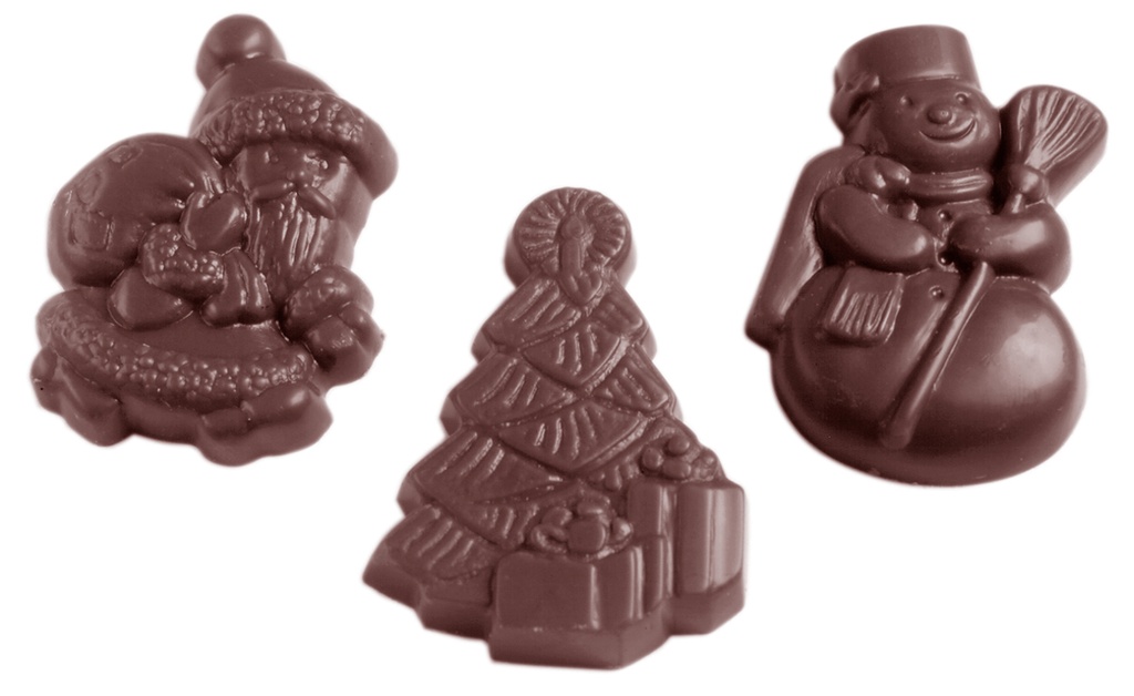 CHRISTMAS CARAQUE CHOCOLATE MOLD CW1435 3X6 -- 7GR