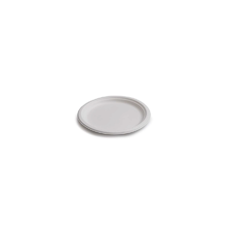 ASSIETTE RONDE PULPE DE CANNE BLANC Ø17CM 50PCS