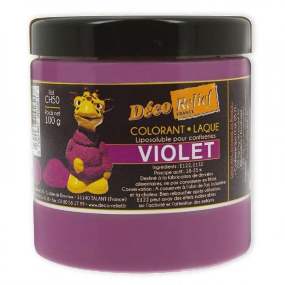 PAARS  POEDER LAK KLEURSTOF VOOR CHOCOLADE 100GR =POT