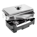 ROESTVRIJSTALEN ROOKBOX 2 GRILLS 20X45X27CM VOOR ALCOHOLBRANDER OF GASKOOKPLAAT