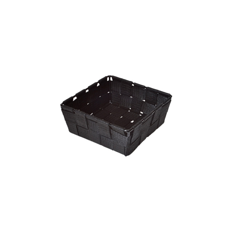 SQUARE BLACK RUSH BASKET 15CMX15CM