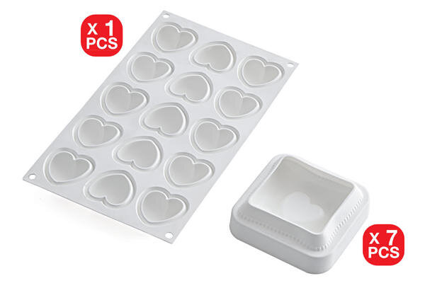 SILIKOMART - MOULE SILICONE - KIT COUSSIN COEUR TI VOGLIO BENE 100 X 100 HT 30 MM VOL 270ML