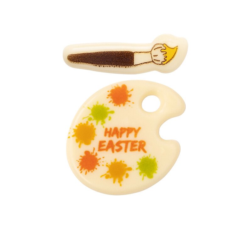 2000676 HAPPY EASTER VERFPALET 3,4 CM + KWAST 3,4X0,8 CM 210 STUKS ***OP BESTELLING***