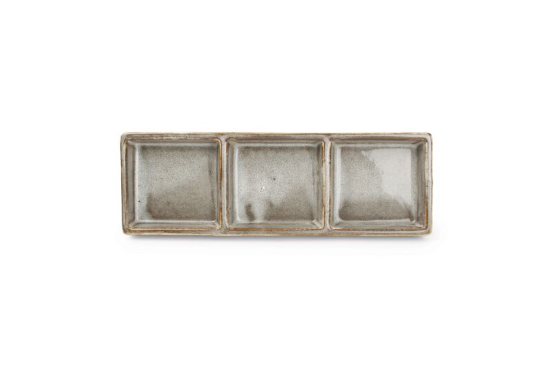 F2D GRAY CERES SERVING PLATE 3 COMP 24XH8CM - 642212