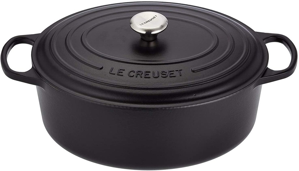 LE CREUSET OVAAL COCOTTE 35CM ZWART 8.9L 10P HANDTEKENING=STUK