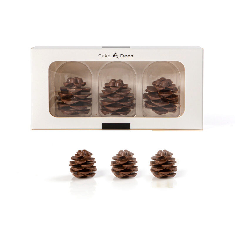 1039603 POMME DE PIN 3D EN CHOCOLAT Ø 25MM 3 PCES***S/CD***