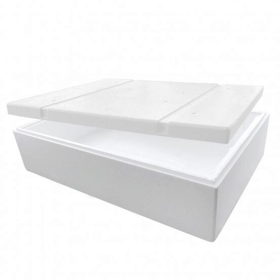 BOÎTE ISO-BOX EN POLYSTYRÈNE AVEC COUVERCLE - DIMENSIONS EXTÉRIEURES 60 x 40CM HT 13CM - DIMENSIONS INTÉRIEURES 