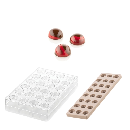 SILIKOMART TRITAN PRALINES VORM CH013 KIT SEMISFERA 01 + SILICONEN VORM N.24 Ø3,1CM H1,6CM